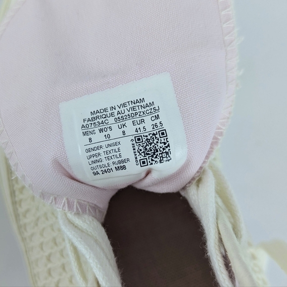 Converse Chuck 70 High Top Unisex Crochet Overlay Egret/Lilac Daze 10W 8M NWOB - Picture 16 of 16